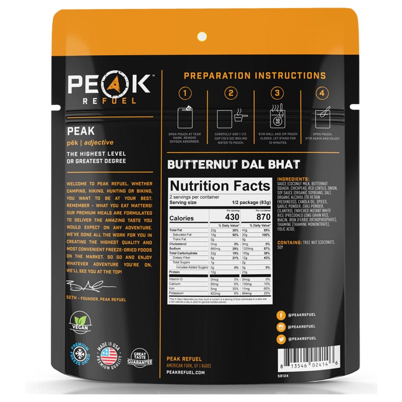 Peak Refuel Butternut Dal Bhat - Extreme Outfitters