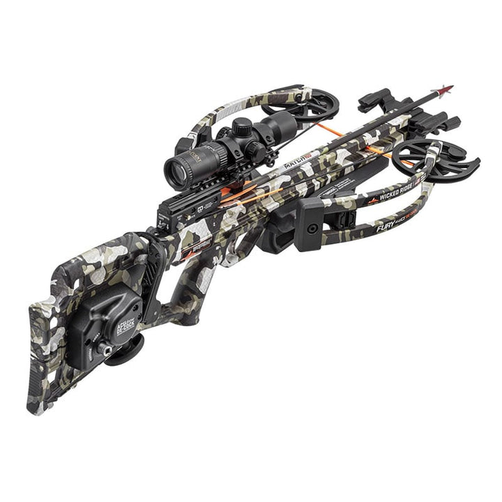 Tenpoint crossbow rear angled camo cocked