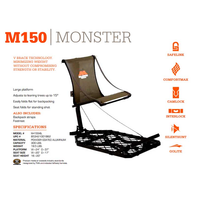 Millennium M150 Monster Hang On Tree Stand Specs
