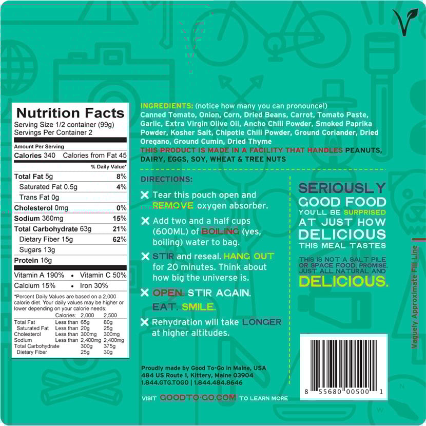 Good To Go Smoked Three Bean Chili-2 Serving Good To Go Food