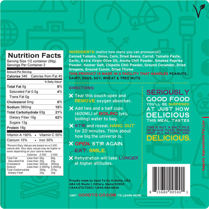 Good To Go Smoked Three Bean Chili-2 Serving Good To Go Food