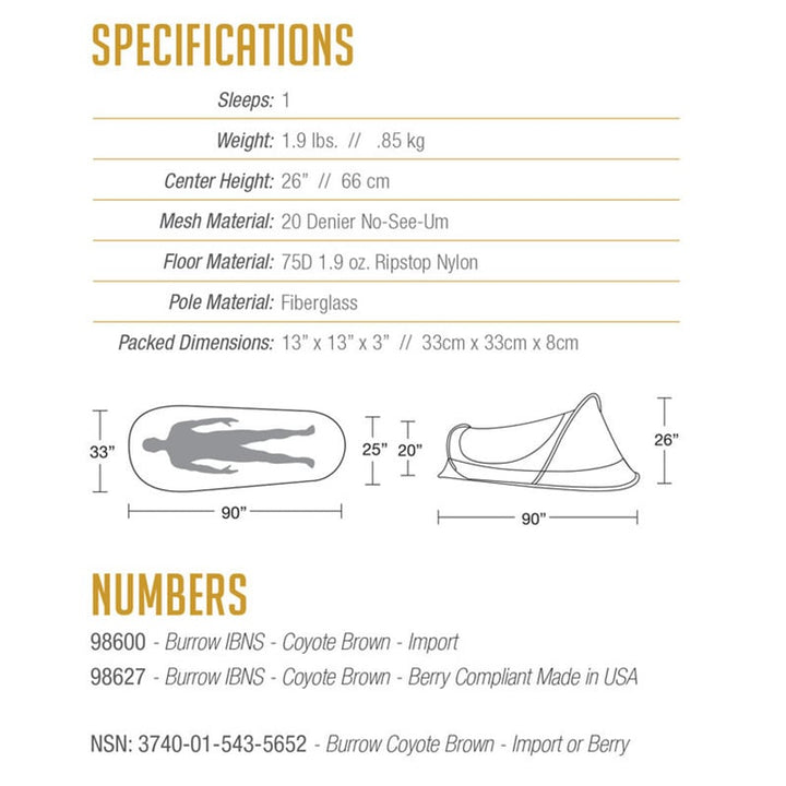 Catoma Burrow Improved Bed Net System (IBNS) - Coyote - Extreme Outfitters