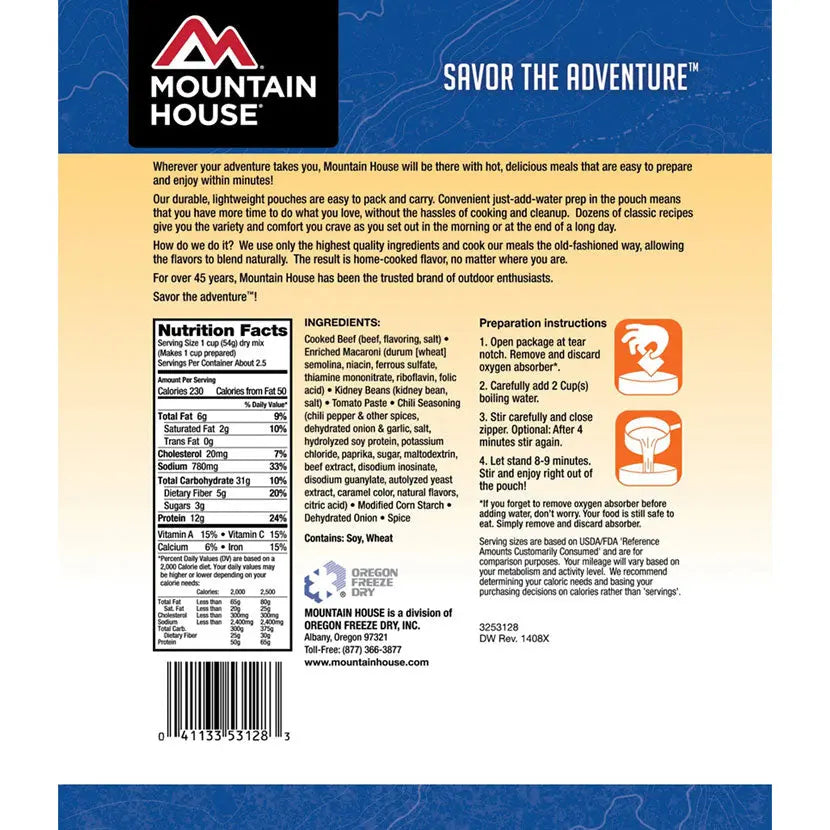Chili Mac With Beef Mountain House