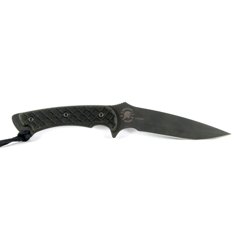 Spartan Blades Ares - Fighter/Combat Utility Black Blade - Green Handle - Black Nylon Sheath - Extreme Outfitters