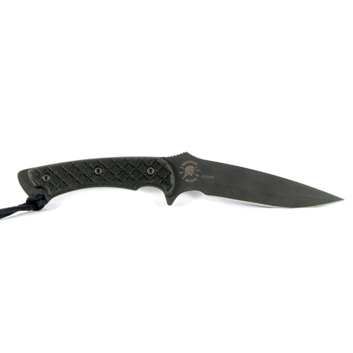 Spartan Blades Ares - Fighter/Combat Utility Black Blade - Green Handle - Black Nylon Sheath - Extreme Outfitters