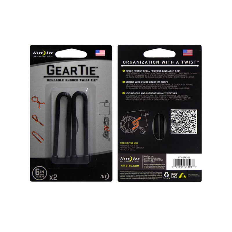 Gear Tie 6" 2 Pack Black Nite-Ize