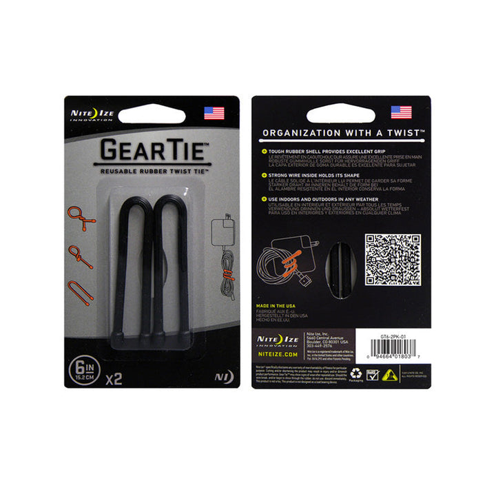 Gear Tie 6" 2 Pack Black Nite-Ize