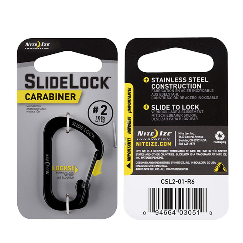 SlideLock Carabiner #2 - Black - Extreme Outfitters