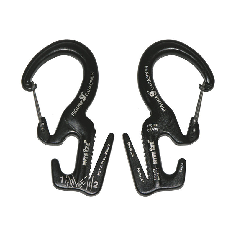 Figure 9 Carabiner Rope Tightener Small - Black - Extreme Outfitters