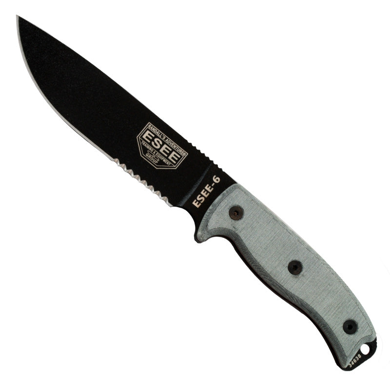 Esee-6 - Partial Serrated - Black Blade - Black Sheath - Extreme Outfitters