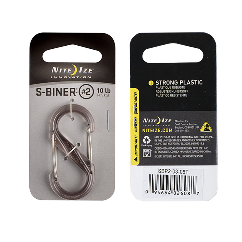 S- Biner Dual Carabiner Plastic #2 Plastic Smoke - Extreme Outfitters