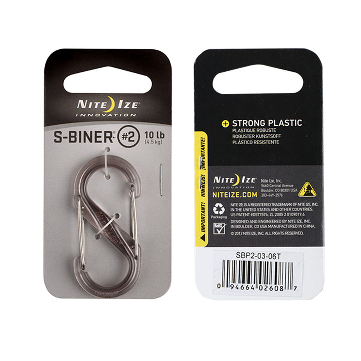 S- Biner Dual Carabiner Plastic #2 Plastic Smoke - Extreme Outfitters