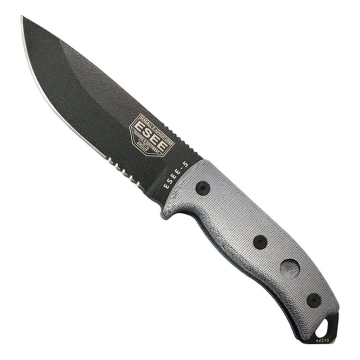 Esee 5 Serrated Edge Black - Black Kydex Sheath - Extreme Outfitters