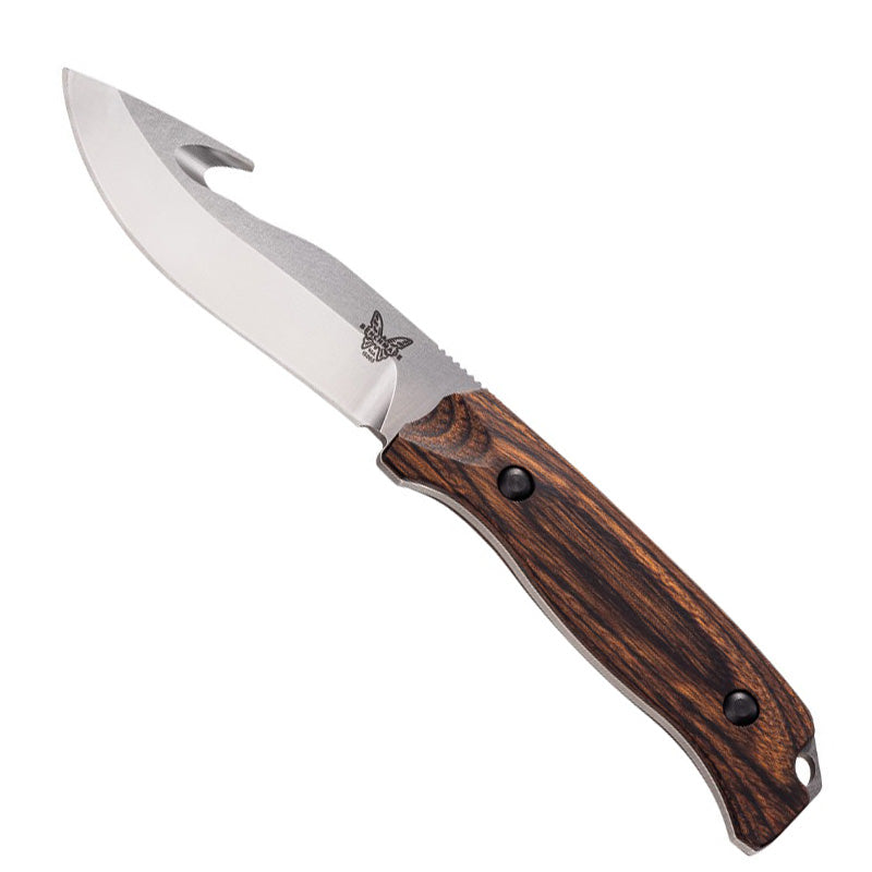 Benchmade 15003-2 Saddle Mountain Skinner with Hook, Satin Plain Edge, Leather Sheath Benchmade