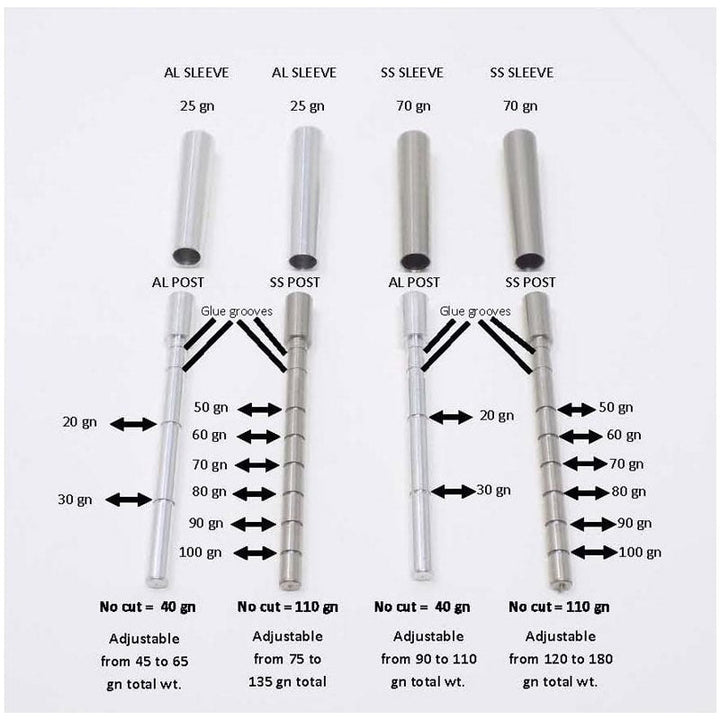 Ethics Archery .165 Adjustable Outsert System .245 Sleeve – 120-180gr (12 Pack) - Extreme Outfitters