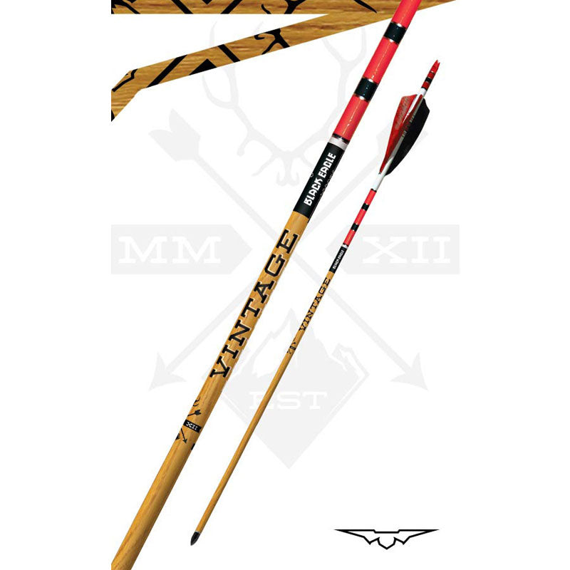 Black Eagle Vintage Crested Feathers - Red/White/Black - .005 6pk Black Eagle Arrows