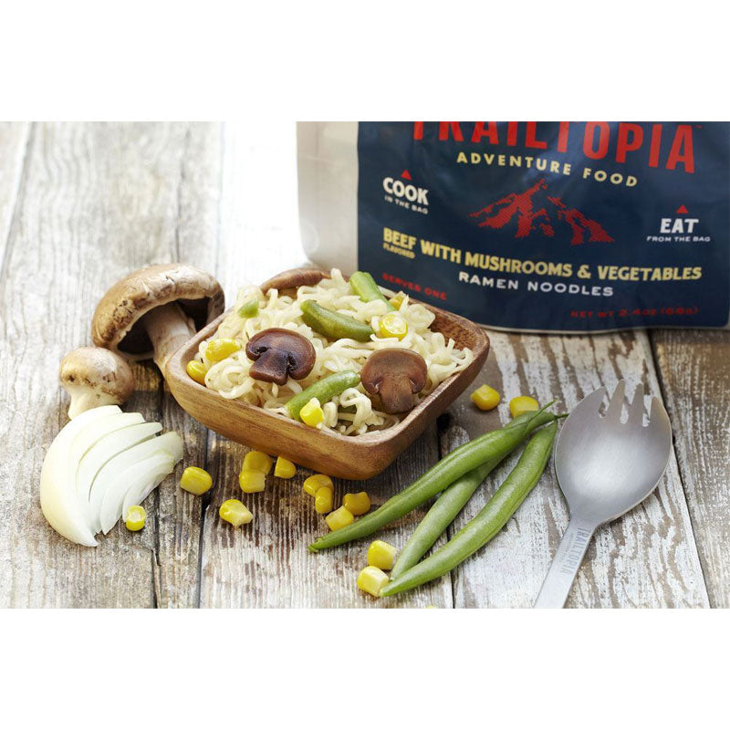 Trailtopia Ramen Noodles - Beef flavored with Vegetables and Mushrooms Trailtopia