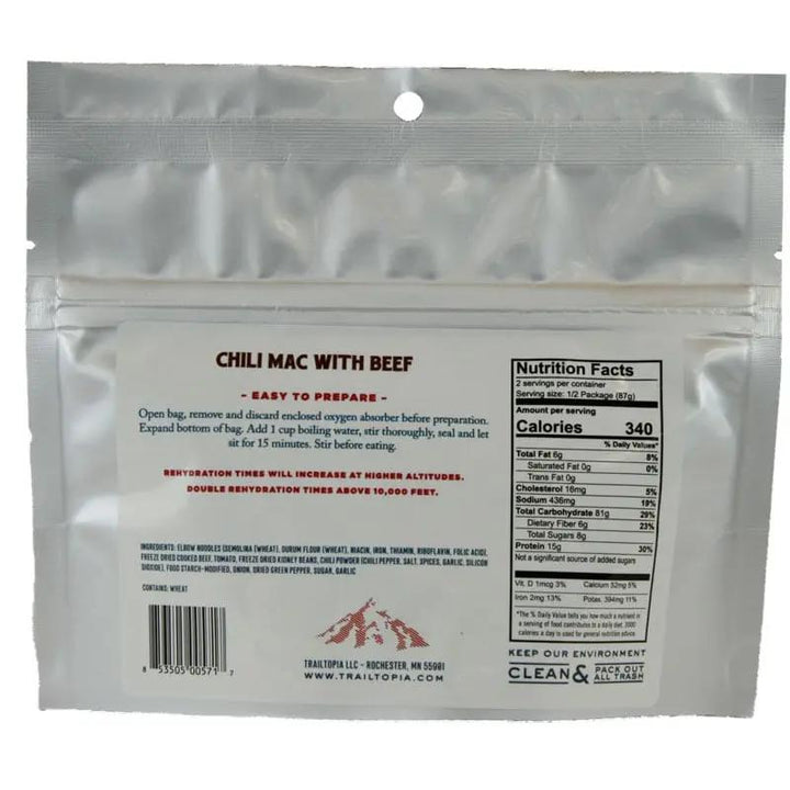 Trailtopia Chili Mac with Beef - SINGLE SERVE Trailtopia