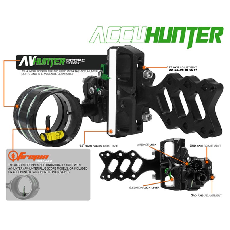 Axcel Accuhunter Slider Sight - .019 Green Fiber - Extreme Outfitters