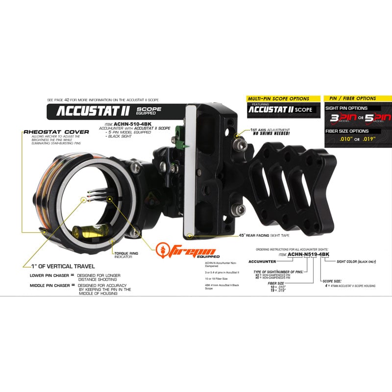 Axcel Accuhunter AccuStat II Slider Sight - 3 Pin .019 Fibers - Extreme Outfitters
