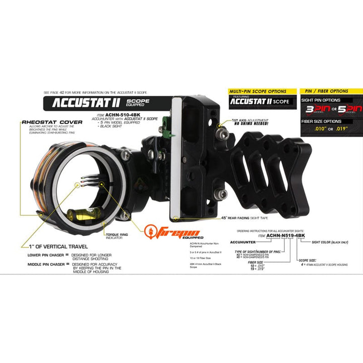 Axcel Accuhunter AccuStat II Slider Sight - 3 Pin .019 Fibers - Extreme Outfitters