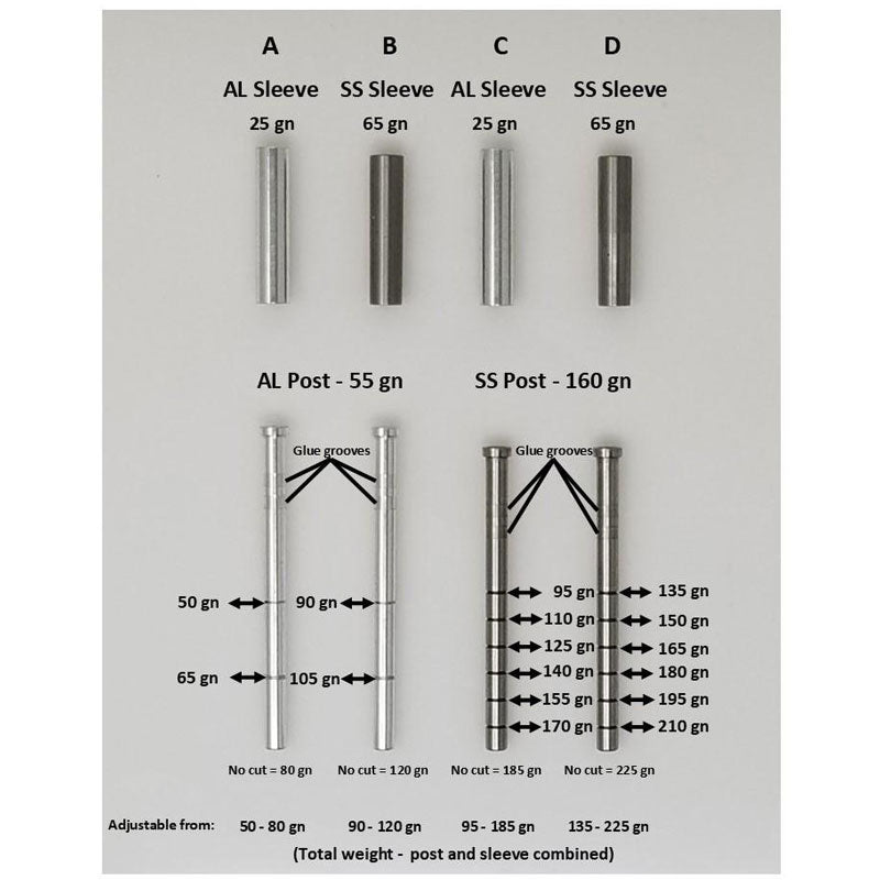 Ethics Archery .203/.204 Adjustable Outsert System .250 Sleeve - 95-185gr (12 Pack) Ethics Archery