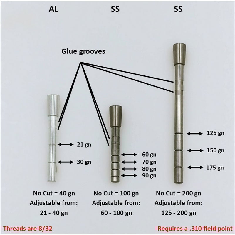 Ethics Archery .203/.204 Adjustable Static Insert .271 O.D. - 75-100gr (12 Pack) - Extreme Outfitters