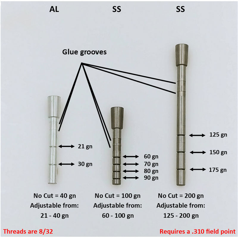 Ethics Archery .203/.204 Adjustable Static Insert .271 O.D. - 75-100gr (12 Pack) Ethics Archery