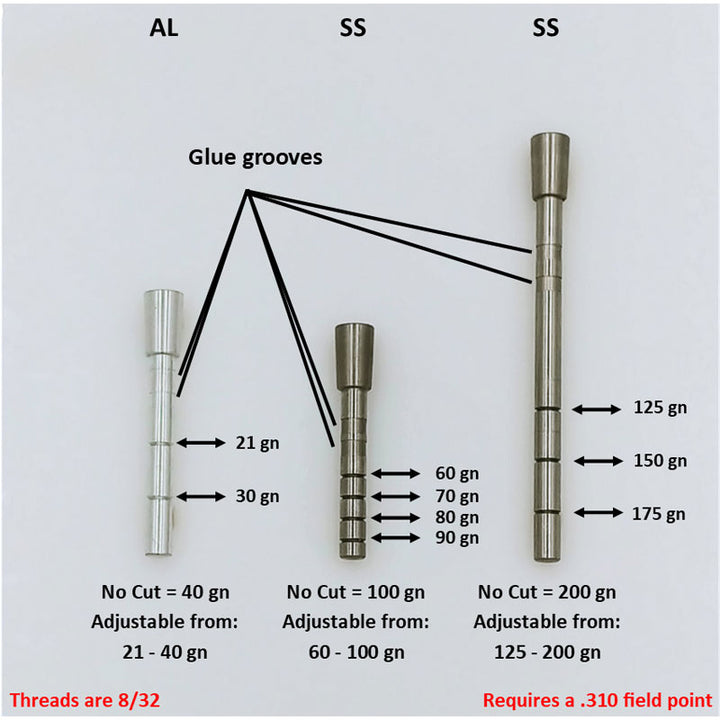 Ethics Archery .203/.204 Adjustable Static Insert .271 O.D. - 75-100gr (12 Pack) Ethics Archery