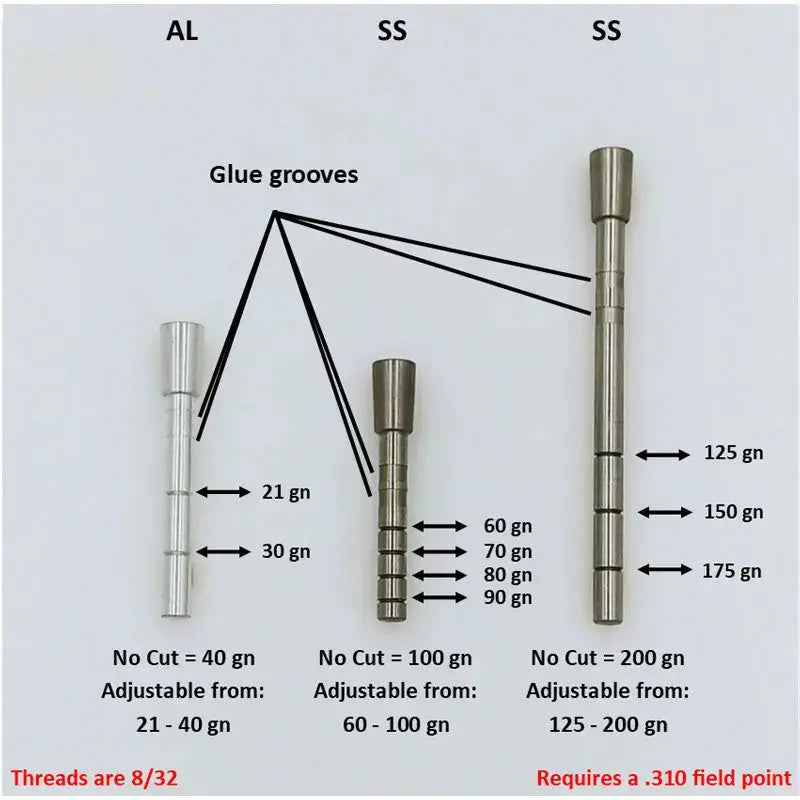 Ethics Archery .203/.204 Adjustable Static Insert .271 O.D. - 75-100gr (12 Pack) - Extreme Outfitters