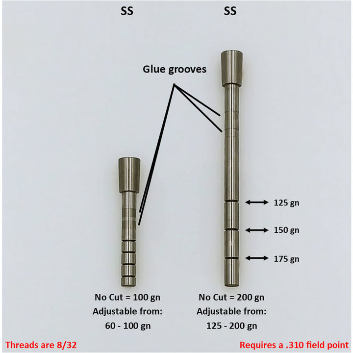 Ethics Archery .203/.204 Adjustable Static Insert .281 O.D. - 75-100gr (12 Pack) - Extreme Outfitters