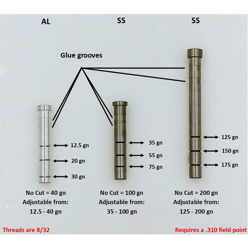 Ethics Archery Adjustable Static Insert .244/.245/.246 O.D. - 35-100gr (12 Pack) Ethics Archery