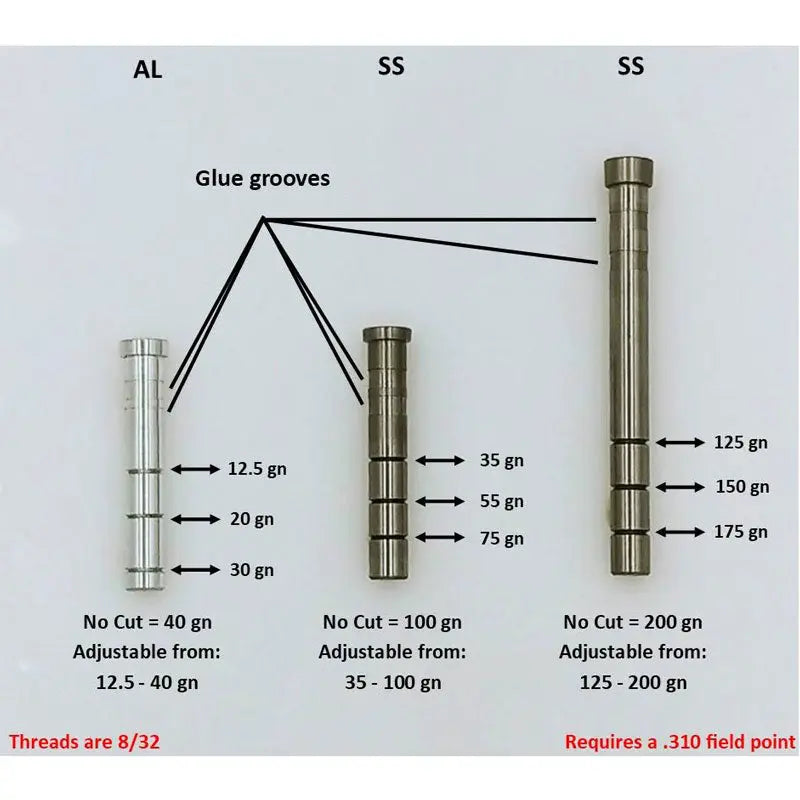 Ethics Archery Adjustable Static Insert .244/.245/.246 O.D. - 35-100gr (12 Pack) - Extreme Outfitters