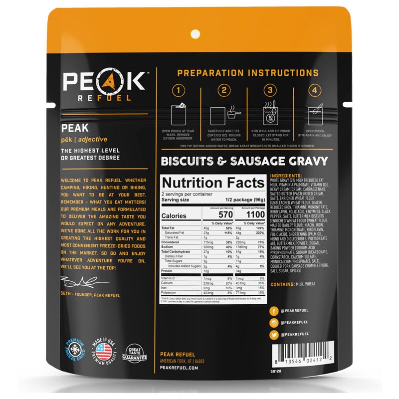 Peak ReFuel Biscuits and Sausage Gravy - Extreme Outfitters
