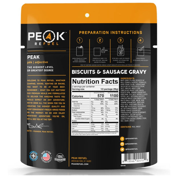 Peak ReFuel Biscuits and Sausage Gravy - Extreme Outfitters
