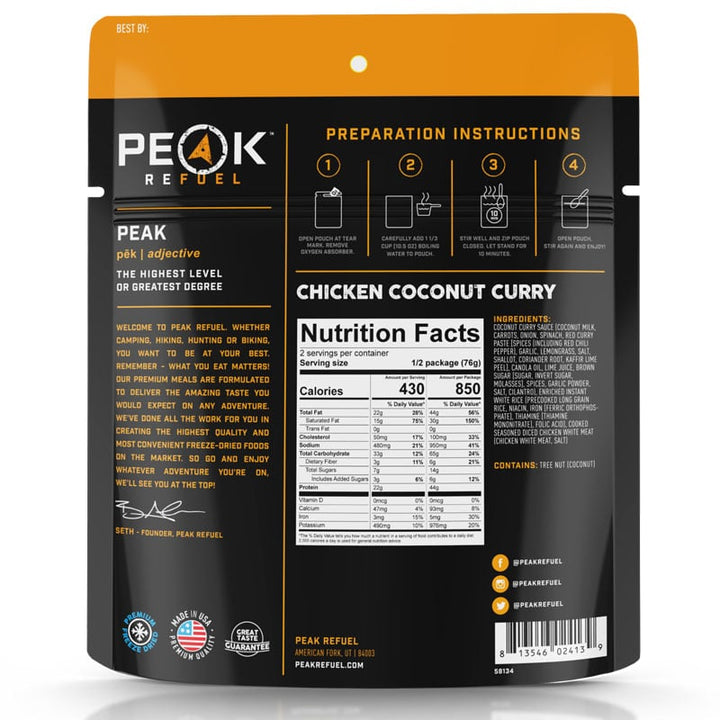 Peak Refuel Chicken Coconut Curry Adventure Meal