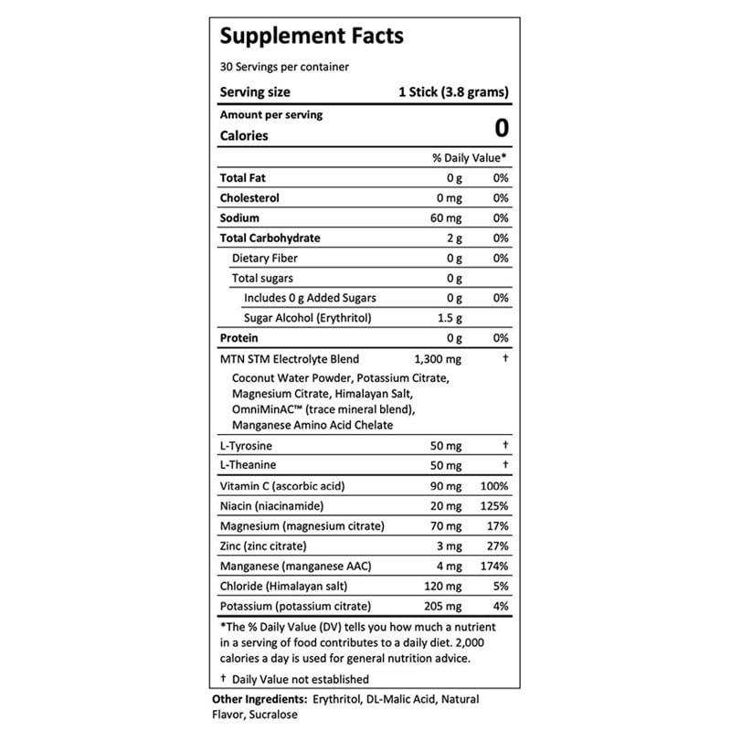 MTN Ops Electrolytes STM Stick Packs - 30 Packs - Extreme Outfitters