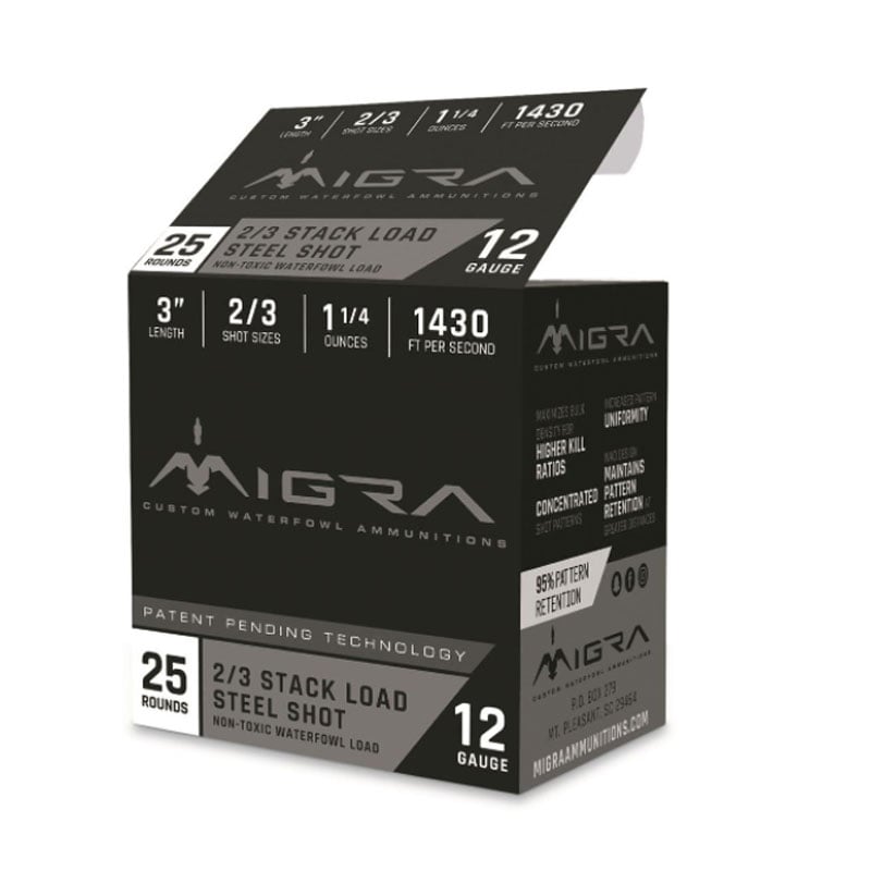 Migra Stack Load Steel Shot, 12 Gauge, 3", #2/#3, 1 1/4 oz., 25 Rounds - Extreme Outfitters