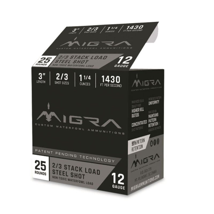 Migra Stack Load Steel Shot, 12 Gauge, 3", #2/#3, 1 1/4 oz., 25 Rounds - Extreme Outfitters