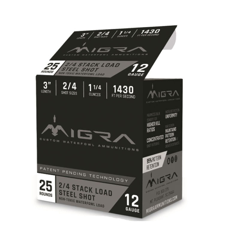 Migra Steel Shot 12ga 3in 2/4 Stack Load Waterfowl Shotgun Shells - Extreme Outfitters