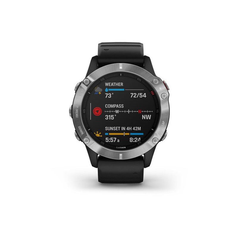 Garmin Fenix 6 Multisport Fitness Watch - Silver with Black Band - Extreme Outfitters