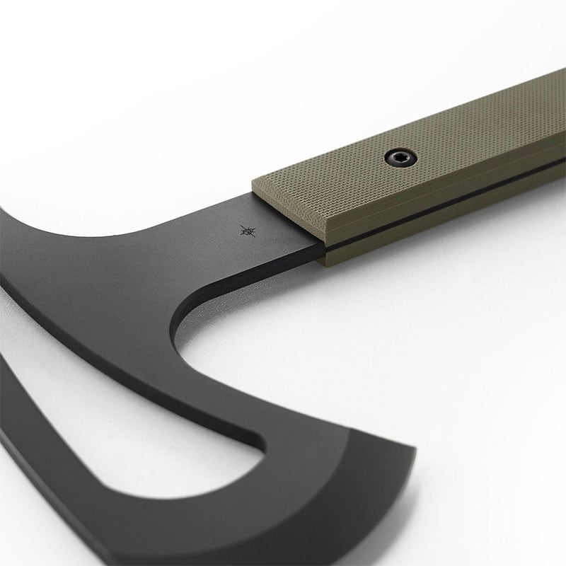 Toor Knives Brawker Axe Green Head Closeup
