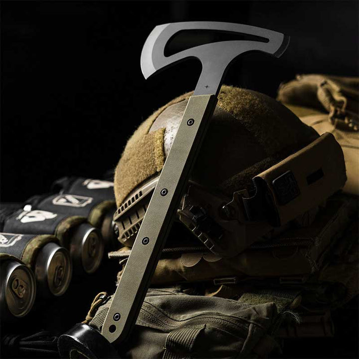 Toor Knives Brawker Axe Green on Helmet