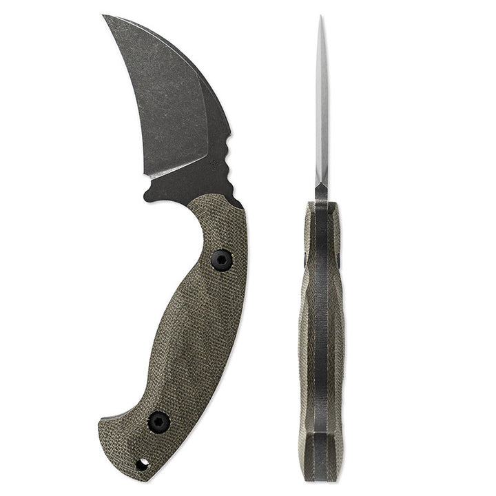 Toor Knives Karsumba Burlap Green left profile and back