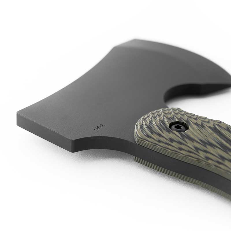 Toor Knives Camp Axe Ranger Green Close Up of head