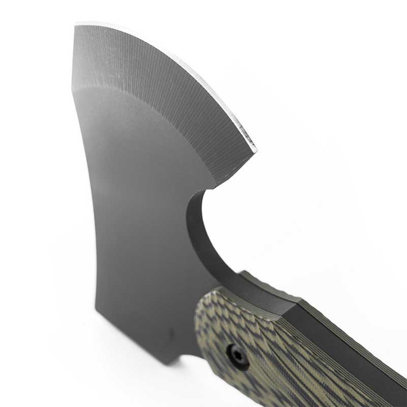 Toor Knives Camp Axe Ranger Green Close Up of blade