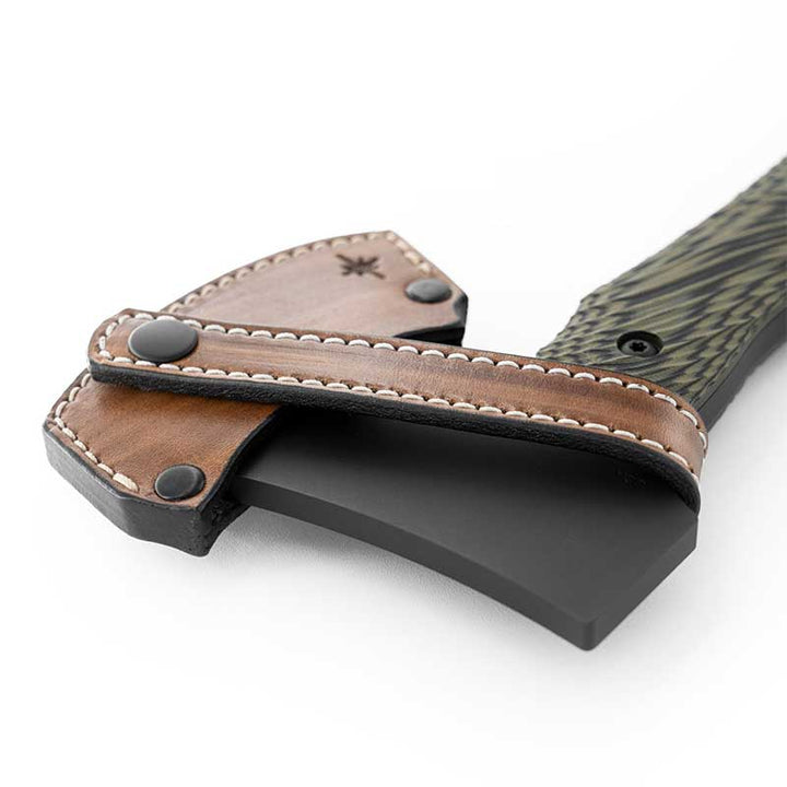 Toor Knives Camp Axe Ranger Green Close Up with sheath