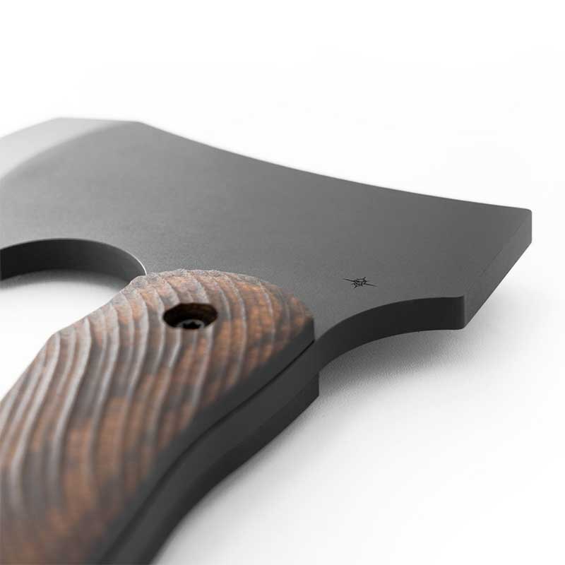 Toor Knives Camp Axe Walnut Close up of axe head
