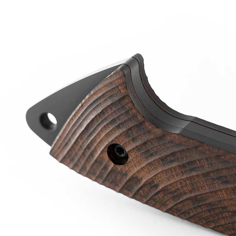 Toor Knives Walnut Handle Closeup of handle