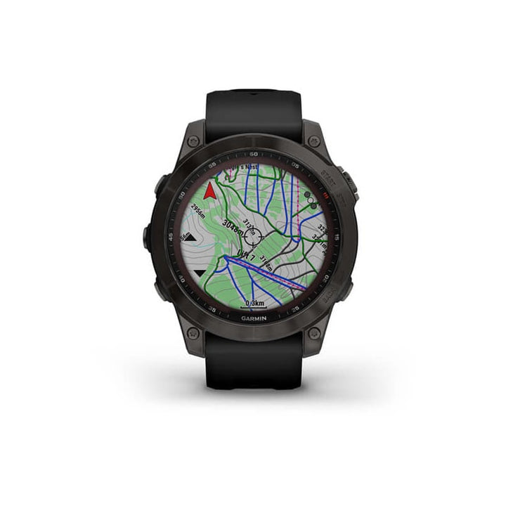 Garmin fenix 7 Sapphire Solar Edition 47mm - Carbon Gray DLC Titanium with Black Band - Extreme Outfitters